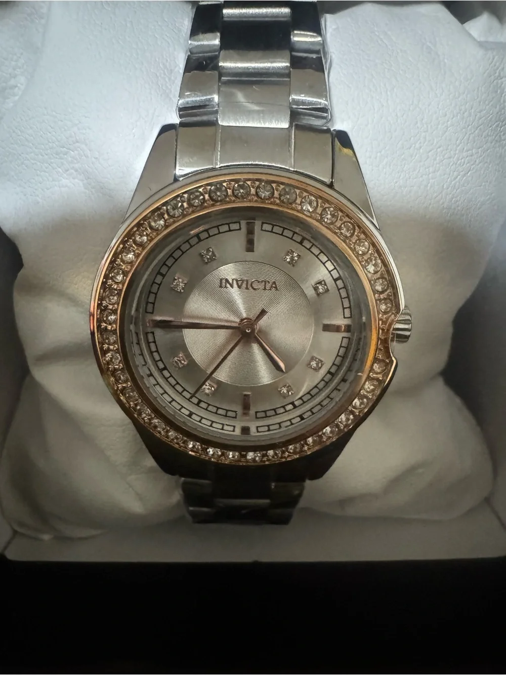 Invicta Silver Tone Watch with Yellow Accent Box